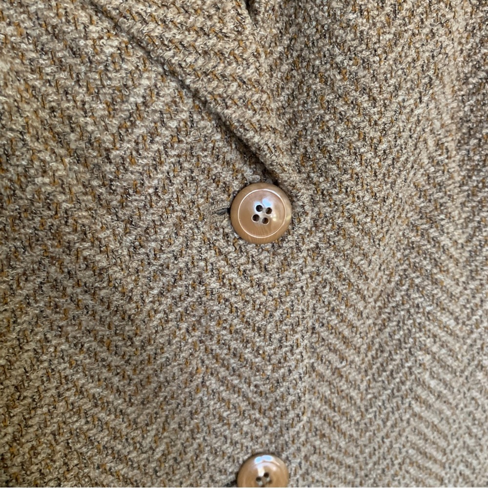 Emanuel Ungaro Vintage Designer Tan Wool Blazer Petite Size 4 - Picture 10 of 13